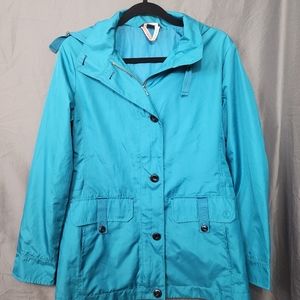 Lands End Turquoise Zipper Button Front Lightweight Jacket